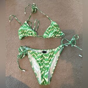 Triangl Swimwear Green and White Bikini